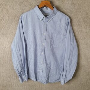 JCP Shirt Mens XXL Blue White Striped Button Down Long Sleeve Cotton Casual‎